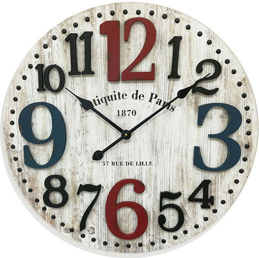 General Trade Antique Wall Clock Wooden Ecru Ø60cm