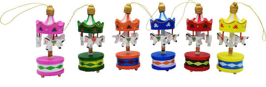 Hängendes Ornament Karussell Hölzern Mehrfarbig Set 5Stück