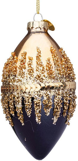 Hängendes Kugel Ornament Ornament Glas Gold mit Pailletten