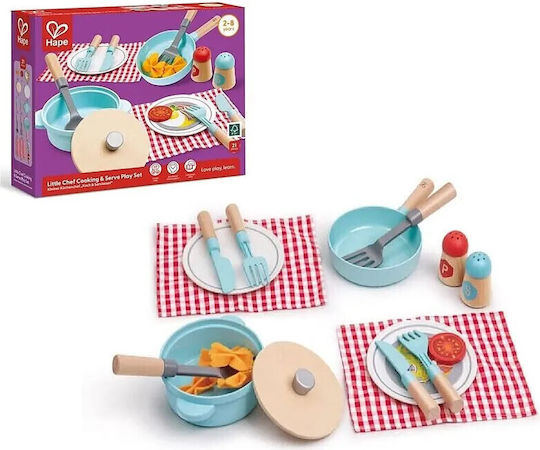 Hape Комплект за Готвене и Сервиране от Дърво Английски за 3+ Години 21 Части