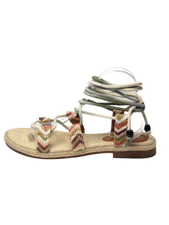 Plato Damen Flache Sandalen in Beige Farbe