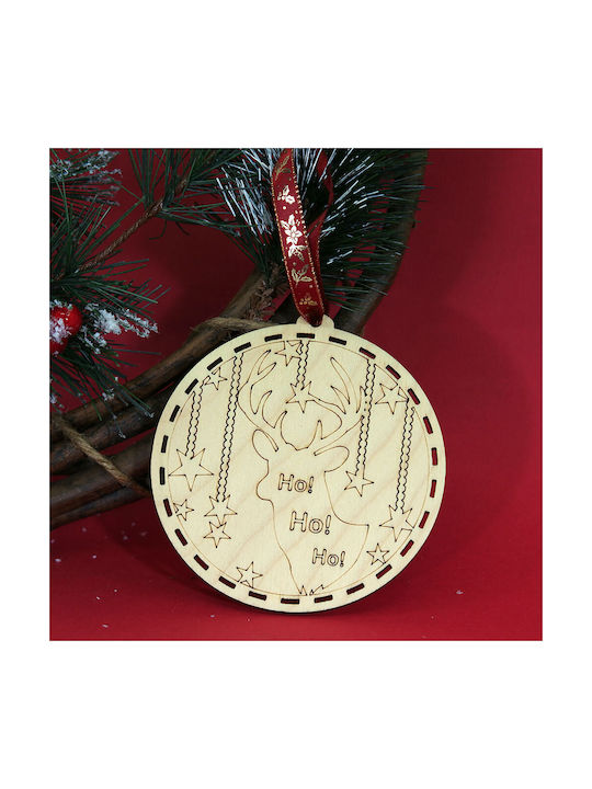 Ho Ho Ho Ornament suspendat Etichetă Din lemn Bej 10x10buc