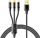 Mcdodo Braided Cablu USB la Type-C / Lightning / micro USB cu mai multe porturi 6A Negru 1.2m (CA-3330)