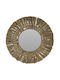 Wall Mirror with Brown Wicker Frame Diameter 30cm 1pcs