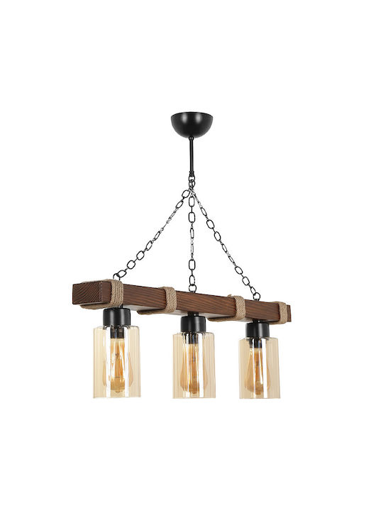 Megapap Pendant Light Three-Light for Socket E27 Brown