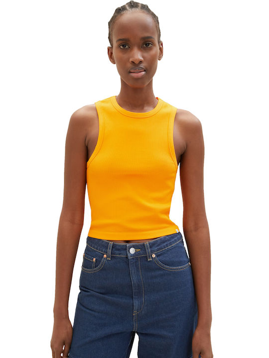 Tom Tailor Damen Crop Top Ärmellos Orange