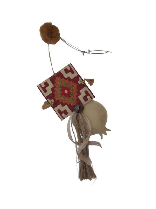 Handmade Hanging Lucky Charm Pomegranate Red made of Wood 10x47cm 1pcs