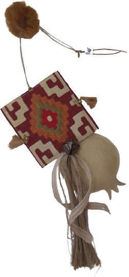 Handmade Hanging Lucky Charm Pomegranate Red made of Wood 10x47cm 1pcs