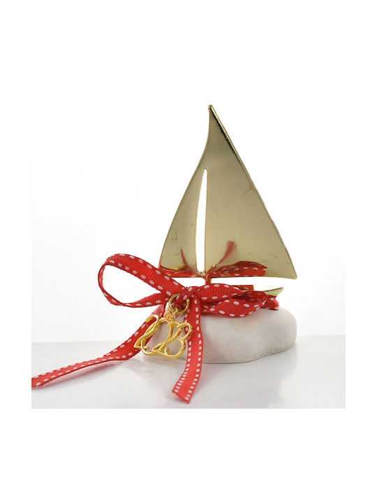 Tabletop Lucky Charm Boat Gold made of Stone 1pcs