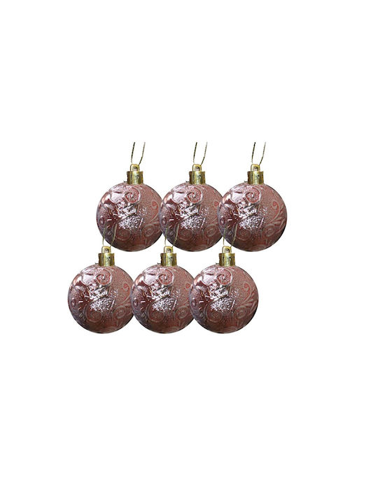 Christmas Ball Ornament Pink 6pcs