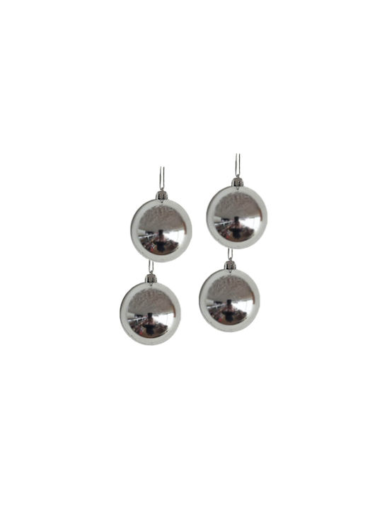 Hanging Ball Ornament Silver Set 4pcs