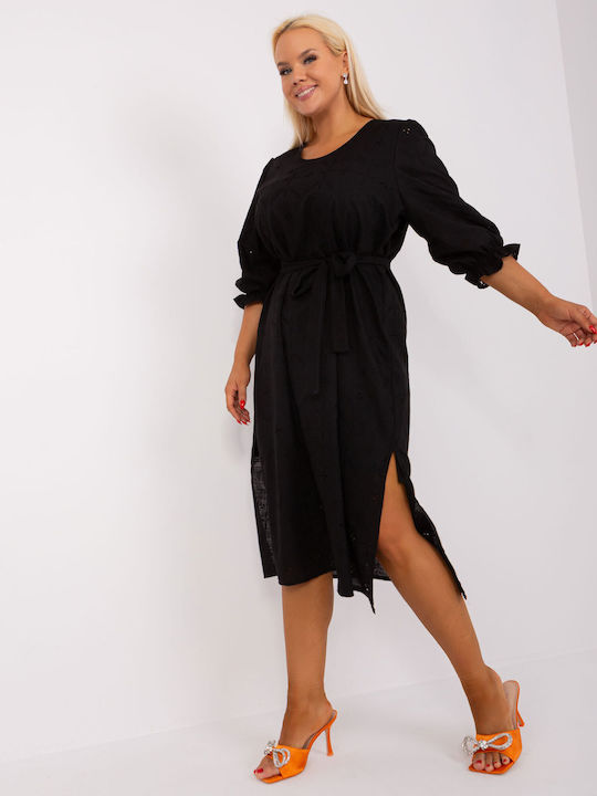 Lakerta Summer Mini Dress with Slit Black