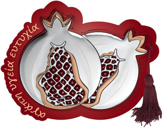 Slevori Tisch-Glücksbringer Granatapfel Rot aus Holz 12,8 x 15 cm