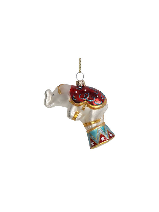 Zaros Christmas Glass Baby Elephant Ornament Multicolour