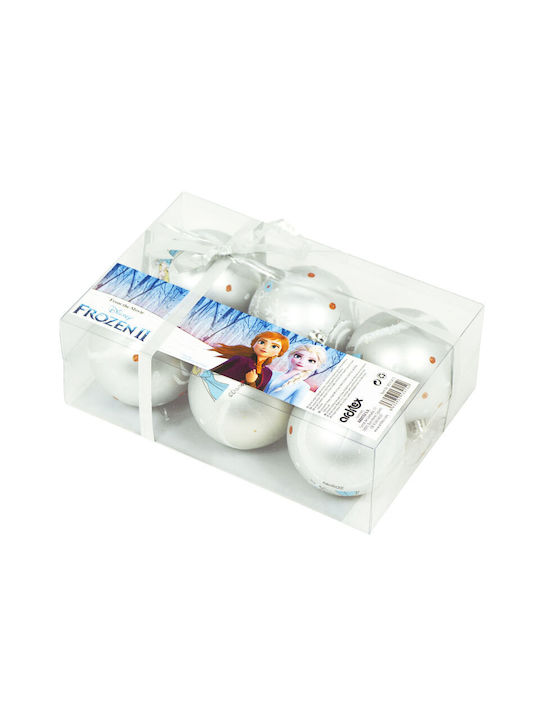 Hängendes Kugel Ornament Ornament Kunststoff Silber 8cm Set 6Stück
