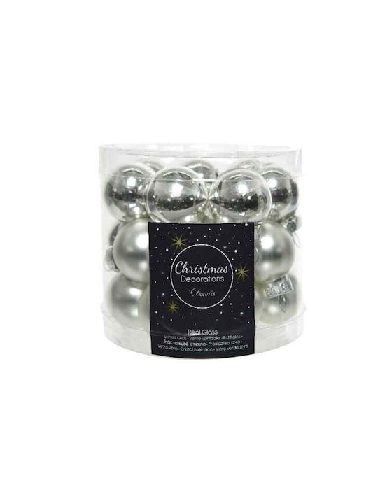 Hanging Ball Ornament Ornament Glass Silver Set 24pcs