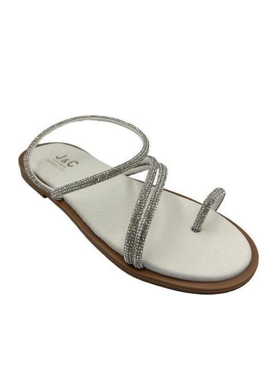 Elenross Women's Flat Sandals in White Color