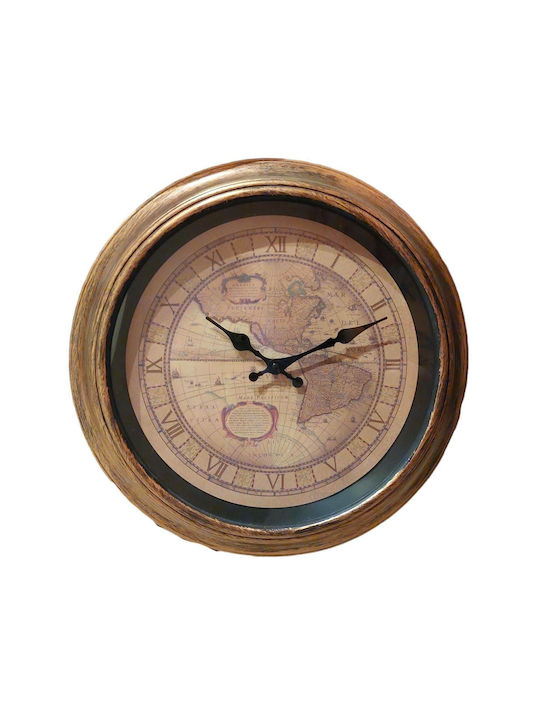 Antikes Wanduhr Kunststoff Bronze Ø40cm
