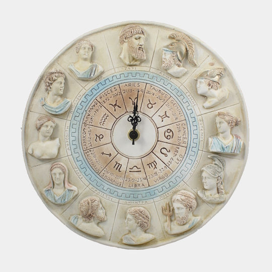 Αντικέ Ρολόι Τοίχου Κεραμικό Εκρού Ø24.5cm