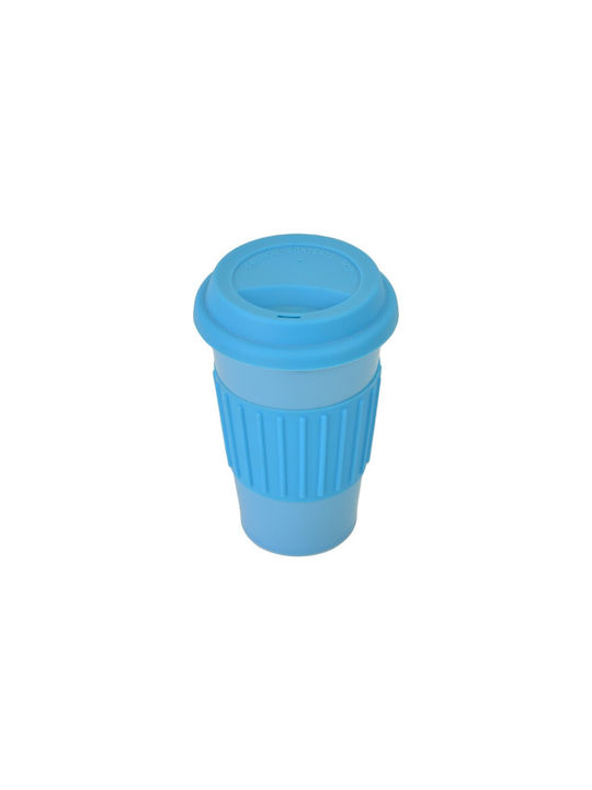 Ceramic Cup with Lid Blue