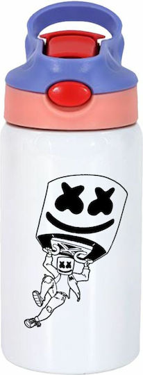 Koupakoupa Kids Water Bottle Fortnite Stainless Steel with Straw White 350ml
