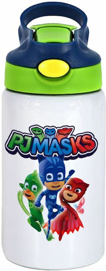 Koupakoupa Kids Water Bottle Pj Masks Stainless Steel with Straw White 350ml