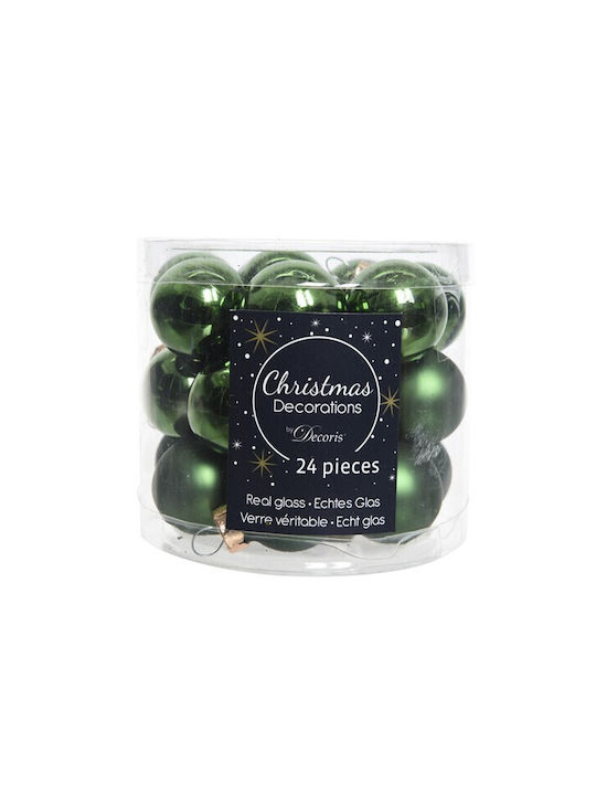 Hanging Ball Ornament Ornament Glass Green Set 24pcs
