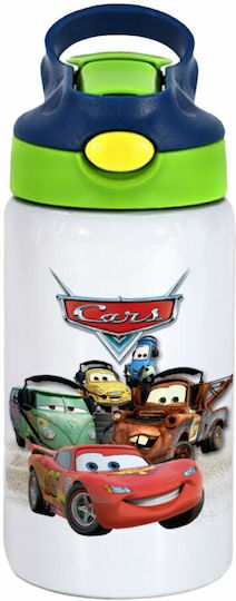 Koupakoupa Kids Water Bottle Disney Cars Stainless Steel with Straw White 350ml