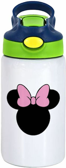 Koupakoupa Kids Water Bottle Minnie Stainless Steel with Straw White 350ml