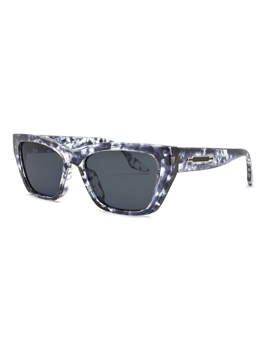 Awear Kira Women's Sunglasses with Blue Leopard Plastic Frame and Gray Polarized Lens