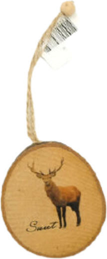 Hängendes Ornament Hirsche Hölzern Beige 7x8cm