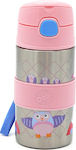 Chicco Kinder Trinkflasche Rostfreier Stahl mit Strohhalm Rosa 400ml