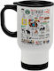 Koupakoupa Stainless Steel Thermos Bottle 450ml White with Handle and Straw