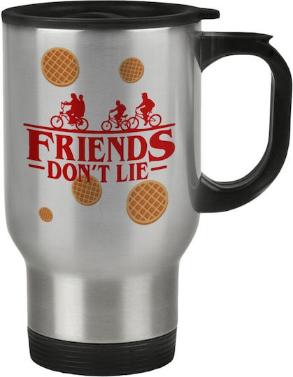 Koupakoupa Stranger Things Pahar Termos Din Oțel Inoxidabil 450ml Argintiu Cu Mâner