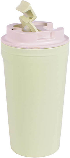 Giftland Glass Thermos Stainless Steel 420ml Green with Mouthpiece