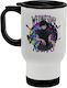 Koupakoupa Stainless Steel Thermos Bottle 450ml White with Handle and Straw