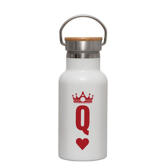 Koupakoupa Flasche Thermosflasche Rostfreier Stahl 350ml Weiß mit Mundstück, Handgriff und Stroh