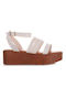 Famous Shoes Women's Synthetic Leather Ankle Strap Platforms White