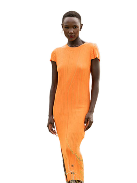 Damen Midi-Kleid Floss - FL109 ORANGE 026900003901422