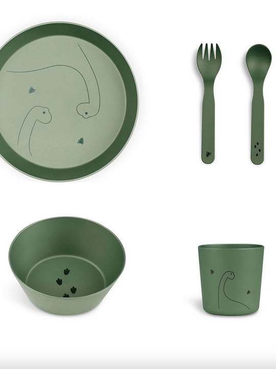 Bio Based Tableware Set - Dino Green