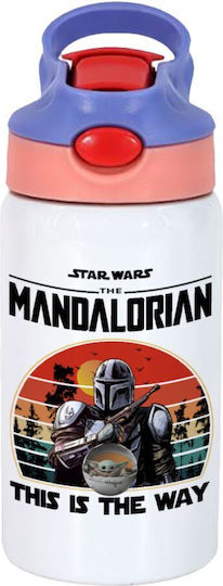 Koupakoupa Mandalorian Stainless Steel Kids Water Bottle Star Wars with Straw Pink 350ml