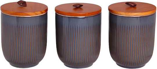 Melina's Collection Vază Zahăr / Maro / Ceai Cu Capac Ceramică În Culoare Gri 3 Bucăți