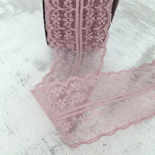 Riniotis Spitze Band Monochrom Rosa mit Breite 45mm