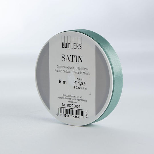 Butlers Satin,σατεν Band Monochrom Grün 5meters mit Breite 15mm