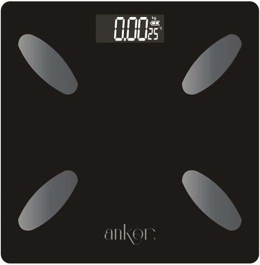 Ankor Smart Badezimmerwaage mit Körperfettmessung & Bluetooth in Schwarz Farbe 826735