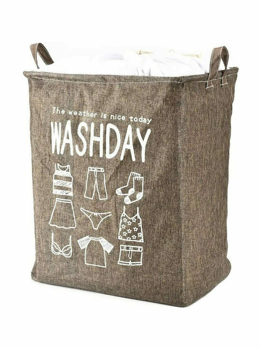 Collapsible Fabric Laundry Basket 44x33x53cm Brown