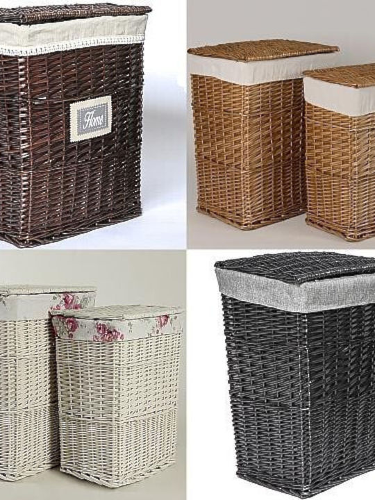 Bamboo Laundry Basket with Lid 45x33x59cm Brown