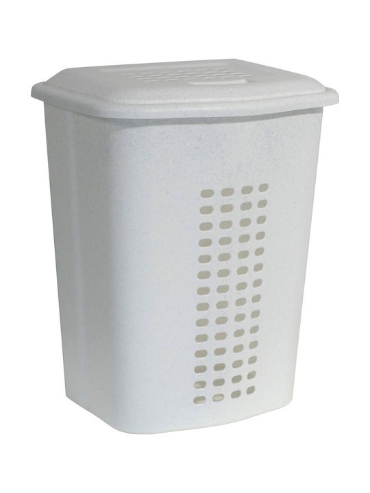Viomes Wäschekorb Kunststoff 52lt mit Deckel 43x36x55cm Weiß