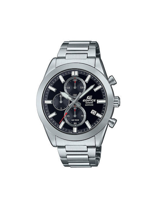 Casio Watch Chronograph Battery with Silver Metal Bracelet