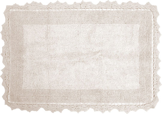 Anna Riska Бански килим Памук Правоъгълена Lace 430100 Екрю 65x120бр